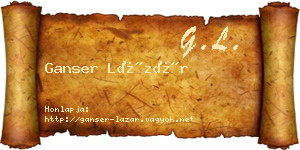 Ganser Lázár névjegykártya